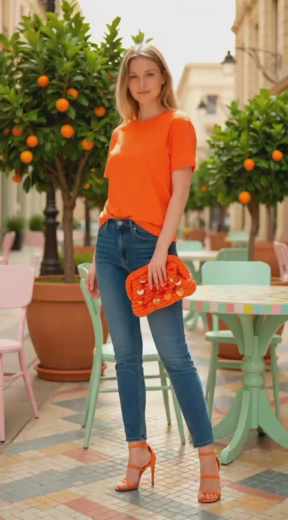 Pochette Handmade Glam Orange - Borsetta Artigianale Fatta a Mano